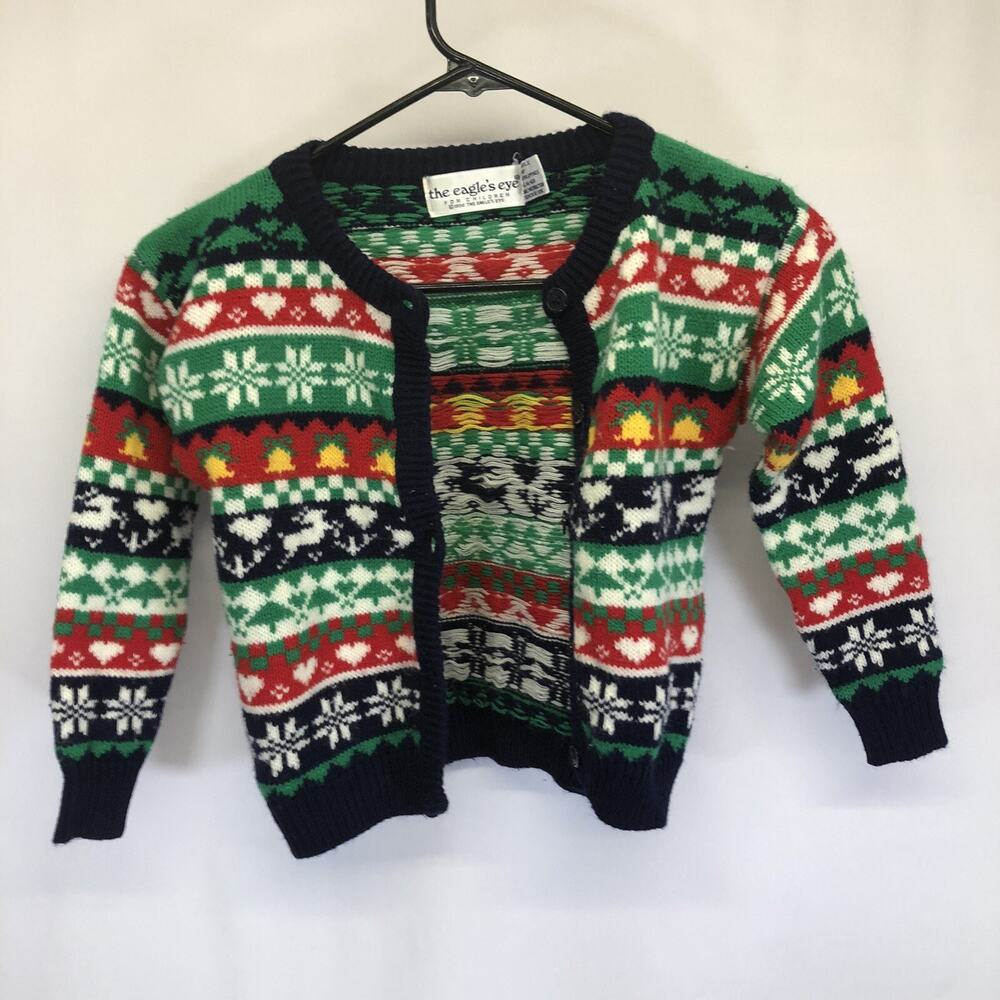 The Eagles Eye Kids Large 1993 Christmas Sweater Fair Isles Style Acrylic